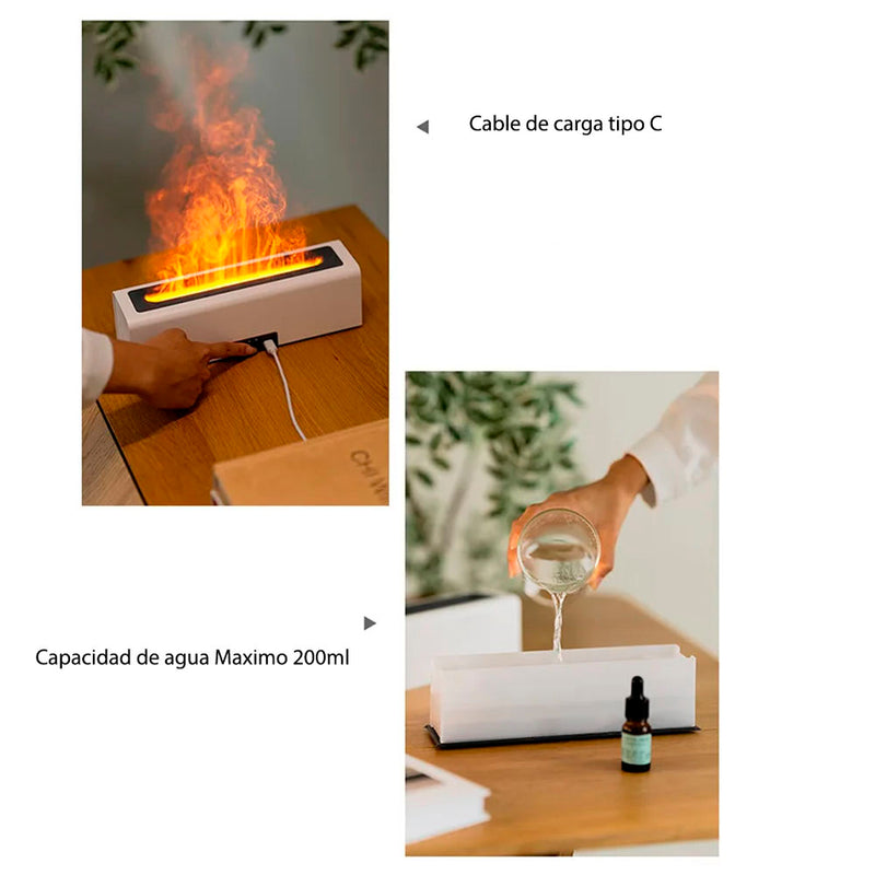 Difusor Humificador de Aroma Tipo Fogata